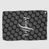 Elegante Monogram Personalisiert Gray Polka Dots Golfhandtuch (Horizontal)