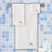 Elegante Monogram Personalisiert White Badhandtuch Set