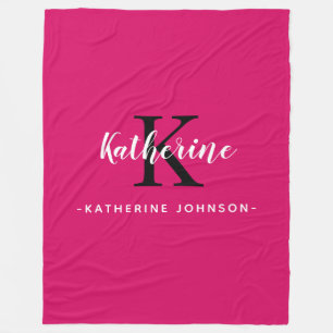 Elegante Monogram Pink Fleece Blanket