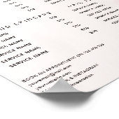 Elegante Monogram Pink Gold Marble Agate Preislist Poster (Ecke)