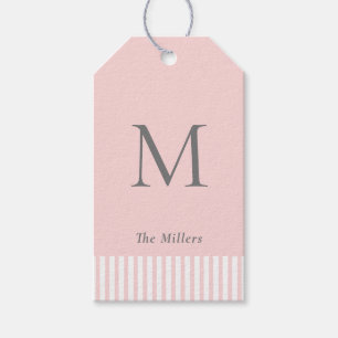 Elegante Monogram Pink & Gray Geschenketiketten Geschenkanhänger