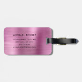 Elegante Monogram Pink Imitats Metallische Gepäckm Gepäckanhänger (Rückseite horizontal)