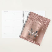 Elegante Monogram Pink Rose Gold Glitzer Tropfen 2 Planer (Anzeige)