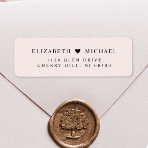 Elegante Monogram Pink Wedding Rücksendeadresse