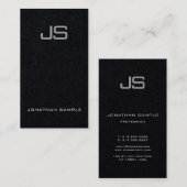 Elegante Monogram Premium Black Unique Vertikal Visitenkarte (Vorne/Hinten)