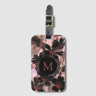 Elegante Monogram Purple Flowers Gepäckanhänger