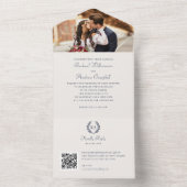 Elegante Monogram QR Code Navy Blue Wedding All In One Einladung (Innen Boden)