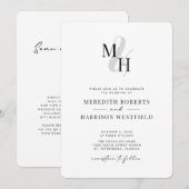 Elegante Monogram QR Code UAWG Minimalistisch Wedd Einladung (Vorne/Hinten)