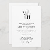 Elegante Monogram QR Code UAWG Minimalistisch Wedd Einladung (Vorne/Hinten)