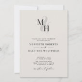Elegante Monogram QR Code UAWG Minimalistisch Wedd Einladung (Vorderseite)