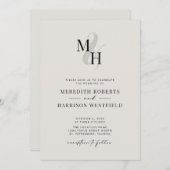Elegante Monogram QR Code UAWG Minimalistisch Wedd Einladung (Vorne/Hinten)