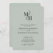 Elegante Monogram QR Code UAWG Sage Green Wedding  Einladung (Vorne/Hinten)