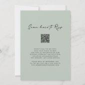 Elegante Monogram QR Code UAWG Sage Green Wedding Einladung (Rückseite)