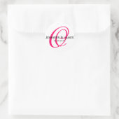 Elegante Monogram Raspberry Pink Wedding Sticker (Tasche)