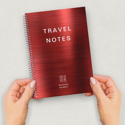 Elegante Monogram Red Travel Notizblock