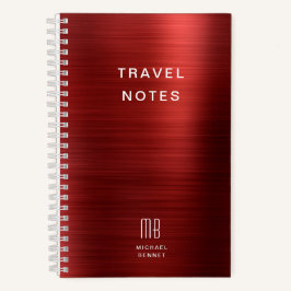 Elegante Monogram Red Travel Notizblock