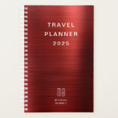 Elegante Monogram Red Travel Planer (Vorderseite)