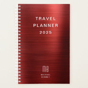 Elegante Monogram Red Travel Planer