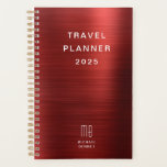 Elegante Monogram Red Travel Planer<br><div class="desc">Eleganter roter Reiseplaner für Monogramm.</div>