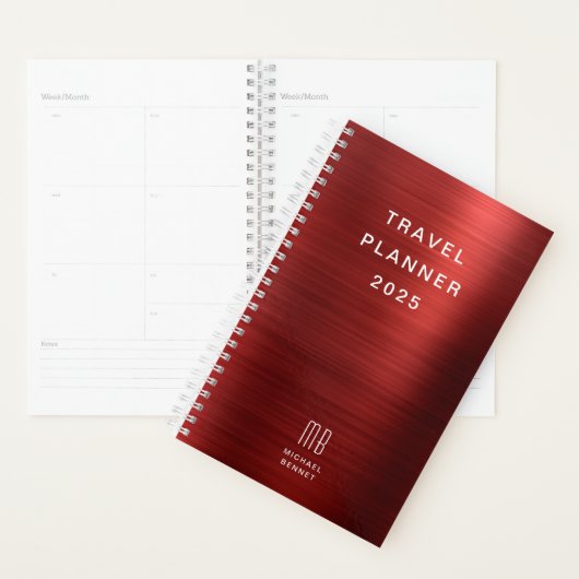 Elegante Monogram Red Travel Planer (Anzeige)