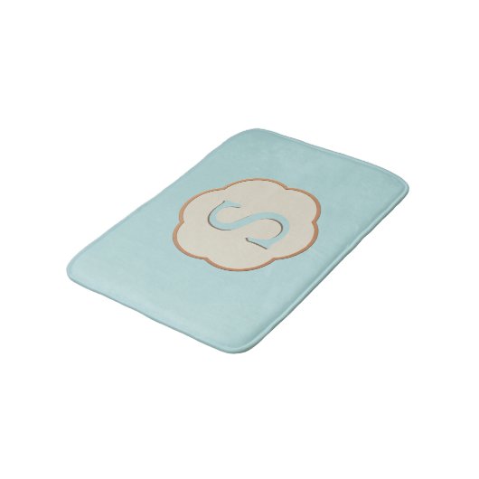 Elegante Monogram Robin Egg Blue Bath Mat Badematte (Schrägansicht)