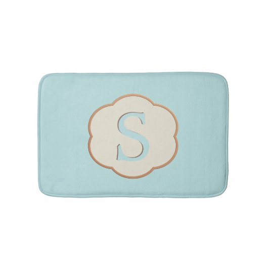 Elegante Monogram Robin Egg Blue Bath Mat Badematte (Vorderseite)