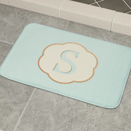 Elegante Monogram Robin Egg Blue Bath Mat Badematte