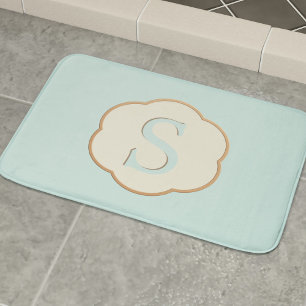 Elegante Monogram Robin Egg Blue Bath Mat Badematte
