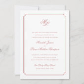 Elegante Monogram Rose Blush Script Hochzeit Einladung (Vorderseite)