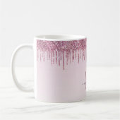 Elegante Monogram Rose Glitzer Tropfen Kaffeemasch Kaffeetasse (Links)
