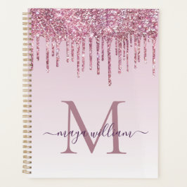 Elegante Monogram Rose Glitzer Tropfen Planer