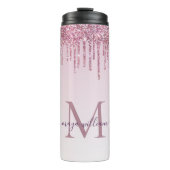 Elegante Monogram Rose Glitzer Tropfen Thermosbecher (Vorderseite)