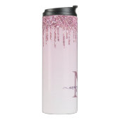 Elegante Monogram Rose Glitzer Tropfen Thermosbecher (Nach links gedreht)