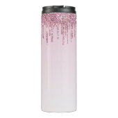 Elegante Monogram Rose Glitzer Tropfen Thermosbecher (Rückseite)