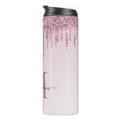Elegante Monogram Rose Glitzer Tropfen Thermosbecher (Nach rechts gedreht)