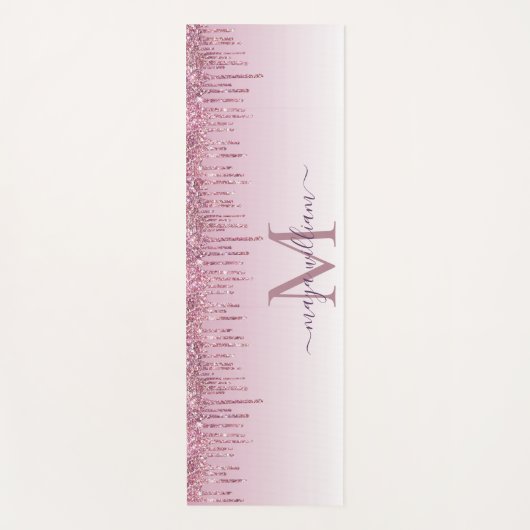 Elegante Monogram Rose Glitzer Tropfen Yoga Mat Yogamatte (Vorderseite)