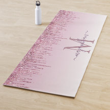 Elegante Monogram Rose Glitzer Tropfen Yoga Mat