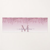 Elegante Monogram Rose Glitzer Tropfen Yogamatte (Vorderseite (Horizontal))
