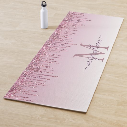 Elegante Monogram Rose Glitzer Tropfen Yogamatte (Beispiel)