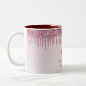 Elegante Monogram Rose Glitzer Tropfen Zweifarbige Tasse (Links)