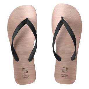 Elegante Monogram Rose Gold Badesandalen