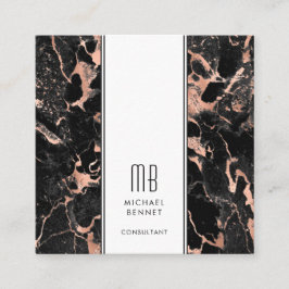 Elegante Monogram Rose Gold Black Consultant Quadratische Visitenkarte