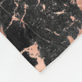 Elegante Monogram Rose Gold Black Marble Fleecedecke (Ecke)