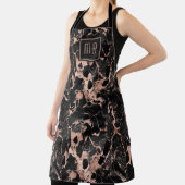 Elegante Monogram Rose Gold Black Marble Schürze (InSitu)