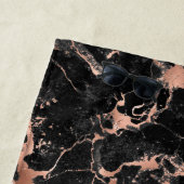 Elegante Monogram Rose Gold Black Marble Strandtuch (Beispiel)