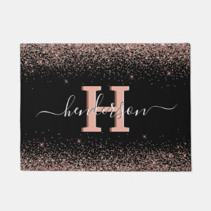 Elegante Monogram Rose Gold Fußmatte