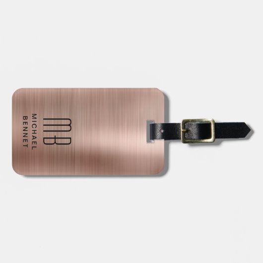 Elegante Monogram Rose Gold Gepäckanhänger (Vorderseite horizontal)