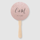 Elegante Monogram Rose Gold Glitzer Wedding Fächer (Rückseite)