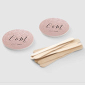 Elegante Monogram Rose Gold Glitzer Wedding Fächer (Non-assembled)