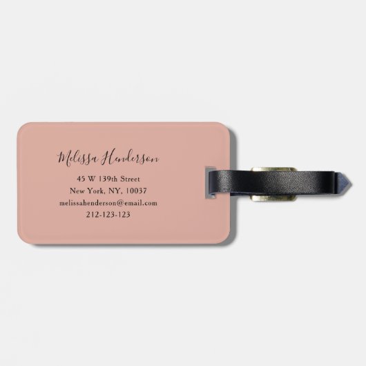 Elegante Monogram Rose Gold Sequin Gepäckanhänger (Rückseite horizontal)